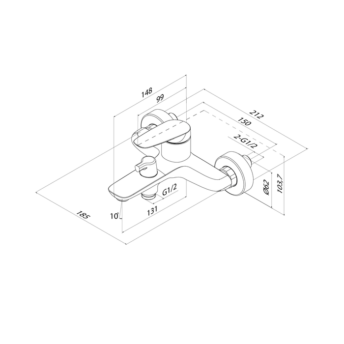 Смеситель для ванны без аксессуаров, глянцевый хром, Zodiac X