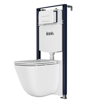 Комплект 3в1: подвесной унитаз, инсталляция и белая клавиша смыва, Basic, IDDIS, BASTQ03i73