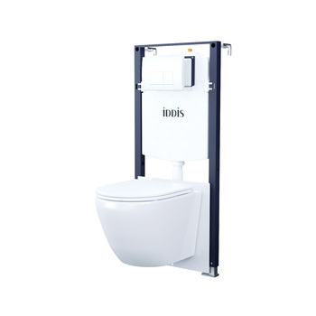 Комплект 3в1: подвесной унитаз, инсталляция и клавиша смыва белая, Basic, IDDIS, BASBQ03i73