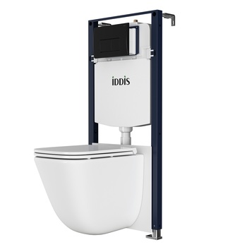 Комплект 3в1: подвесной унитаз, инсталляция и черная клавиша смыва, Basic, IDDIS, BASTQ02i73