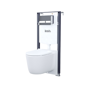 Комплект 3в1: подвесной унитаз, инсталляция и клавиша смыва черная, Basic, IDDIS, BASSPU6i73