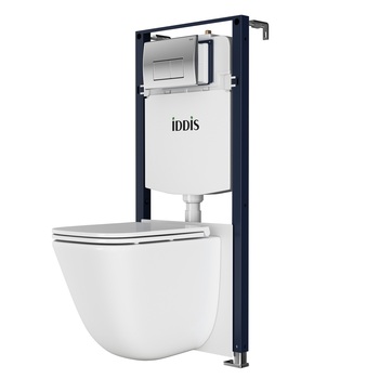 Комплект 3в1: подвесной унитаз, инсталляция и клавиша смыва хром, Basic, IDDIS, BASTQ01i73