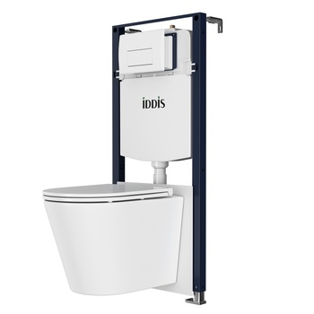 Комплект 3в1: подвесной унитаз, инсталляция и белая клавиша смыва, Calipso Q, IDDIS, CAQPO1GWi73
