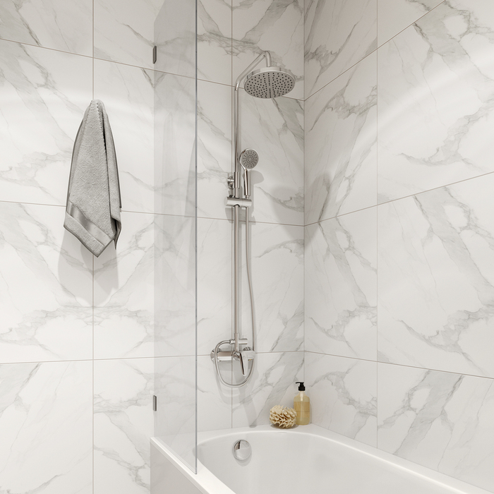 Фото товара на маркетплейсе yandex Душевая система с тропическим душем Milardo Simp SIMSB1FM89 глянцевый хром