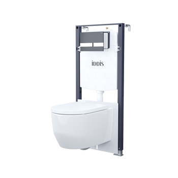 Комплект 3в1: подвесной унитаз, инсталляция и клавиша смыва черная, Basic, IDDIS, BASAPU6i73