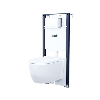 Комплект 3в1: подвесной унитаз, инсталляция и клавиша смыва белая, Basic, IDDIS, BASAI03i73