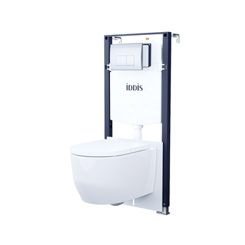 Комплект 3в1: подвесной унитаз, инсталляция и клавиша смыва хром, Basic, IDDIS, BASAI01i73